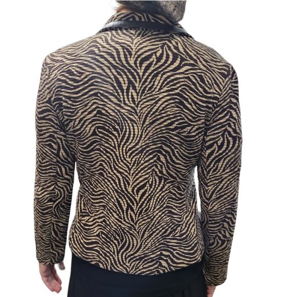 JM Collection Zebra Print Blazer - Medium Petite - Unique Indie Graphic Collared - Picture 4 of 8